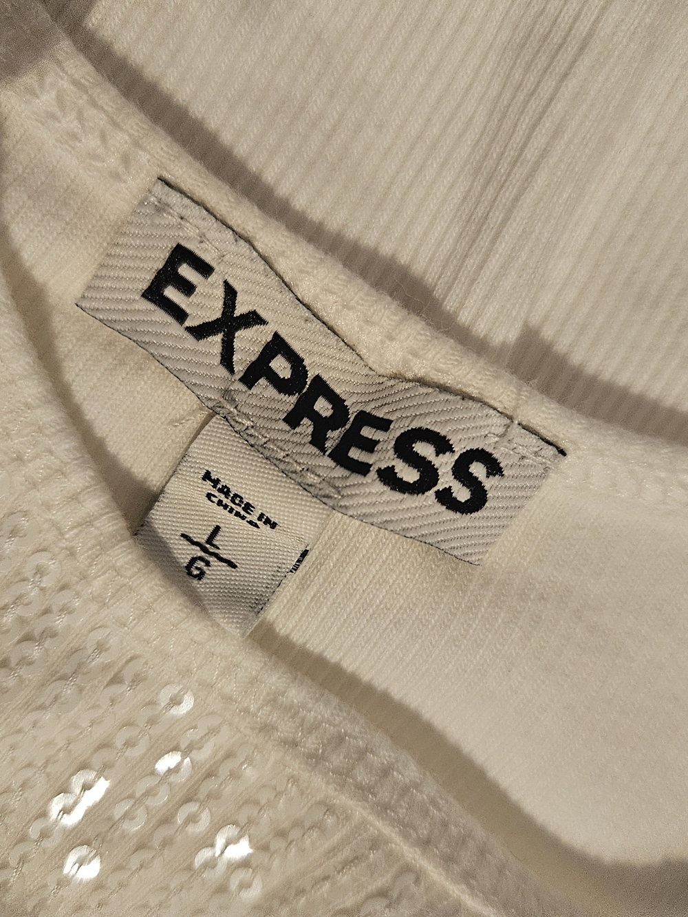 Express Women's White Ribbed Tank Top - Picture 3 of 4